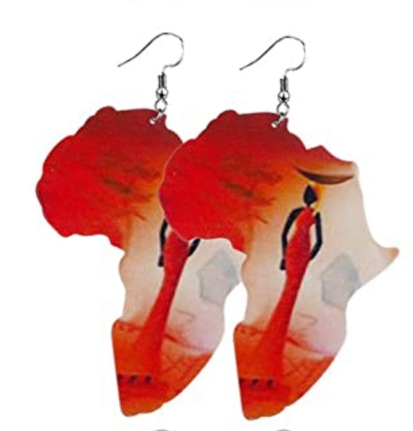 Africa Shaped Inspired Earring